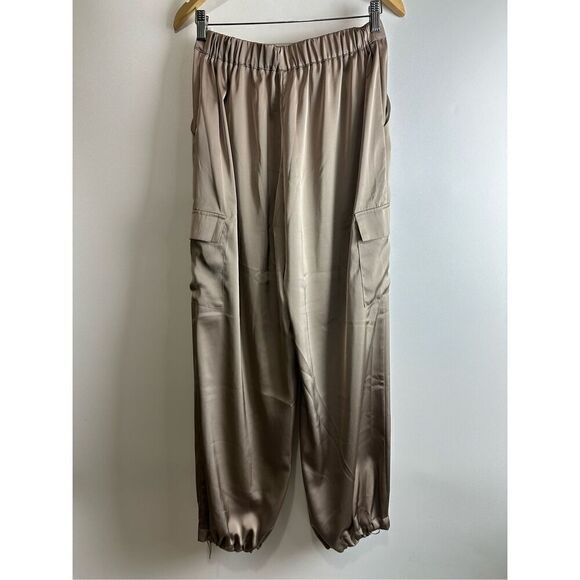Taupe satin cargo joggers - Picture 10 of 12